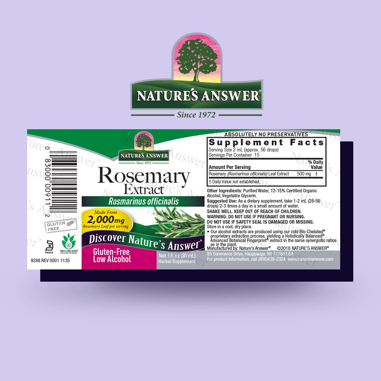 Nature's Answer Extracto de Hoja de Romero con Alcohol Orgánico, 1 fl oz