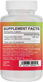 Eclectic Institute Melón Amargo Crudo Liofilizado, 50 Cápsulas (200 mg)