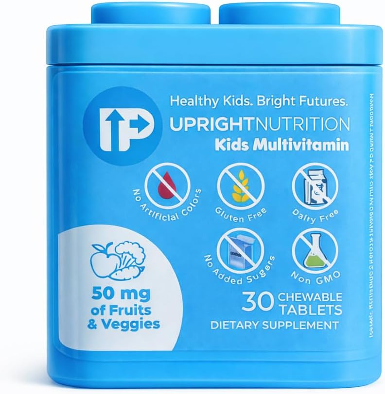 Multivitamínico Infantil UpRight Nutrition | 30 Días | Masticable Sin Azúcar | 17 Vitaminas y Minerales + 50mg de Frutas y Verduras