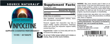 Source Naturals Vinpocetina 10 mg, 60 Comprimidos – Image 4