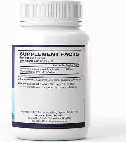 AFI Dopa 400 - Extracto de Mucuna Pruriens – Relajación del sistema nervioso: Ayuda a promover una sensación de – Image 3