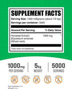 BulkSupplements Extracto de Cola de Caballo en Polvo - Suplemento de Silicio, Sin Gluten, 1000 mg por Porción, 5 kg (11 lb) (Paquete de 5)