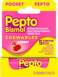 Pepto To Go Cereza Comprimidos Masticables, 12 unidades