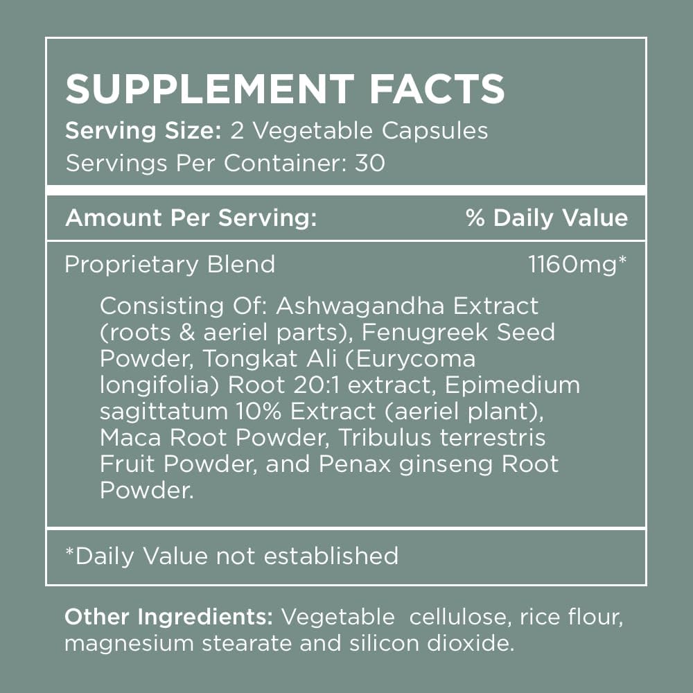 Pure for Men T-Support | Suplemento de Apoyo Total para Hombres con Maca y Ashwagandha | 60 Cápsulas