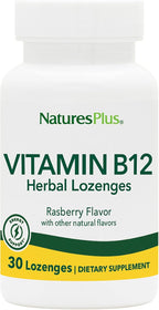 NaturesPlus Vitamina B12 1000 mcg - 30 comprimidos de fresa - Energía y salud inmunológica - Vegetariano, sin gluten