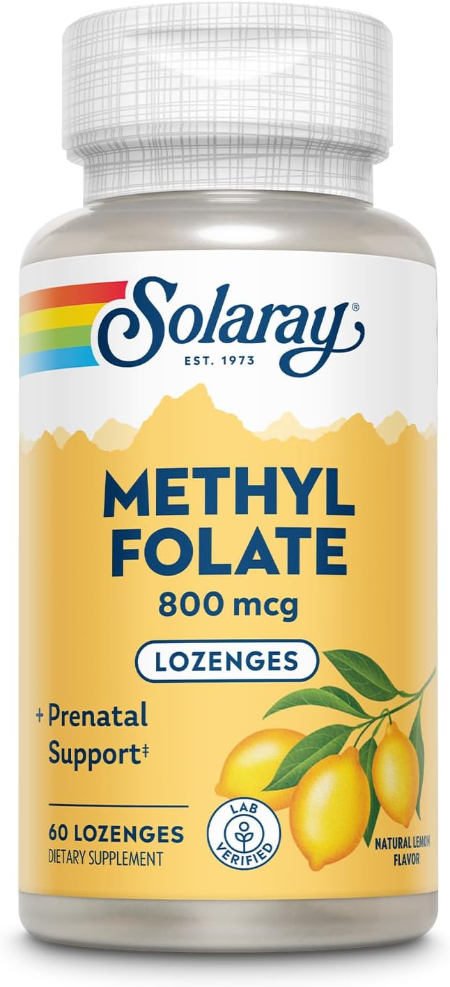 SOLARAY Methyl Folate 800 mcg - 60 Comprimidos - Sabor Limón Natural
