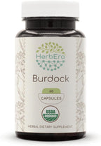 HerbEra Bardana Orgánica USDA - 60 Cápsulas - Suplemento Herbal Natural con Raíz de Bardana (Arctium lappa) Orgánica Certificada - Cápsulas Vegetarianas