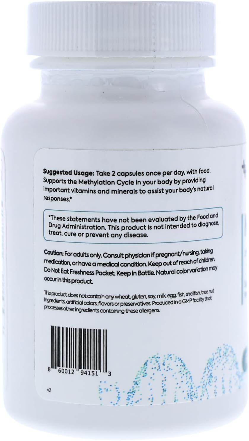 LIFEDNA Methyl + Methylfolate - Methylated Folate Vitamins Active 5-MTHF TMG Optimized Homocysteine, Brain, Cardiovascular Highly Bioavailable, MTHFR Supplement