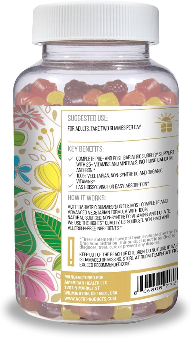 ACTIF Gomitas Bariátricas Orgánicas - 25+ Vitaminas y Minerales - 90 Gomitas