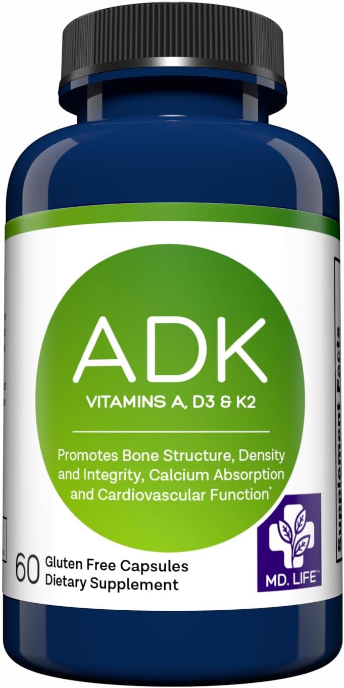 MD.LIFE Complejo ADK – Vitamina D3, K2 y A – 60 Cápsulas