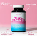 GOBIOTIX Vitaminas Prenatales para Mujeres - Multivitamínico con Hierro, Calcio, Vitamina D2, C, Zinc y Ácido Fólico - 90 Cápsulas