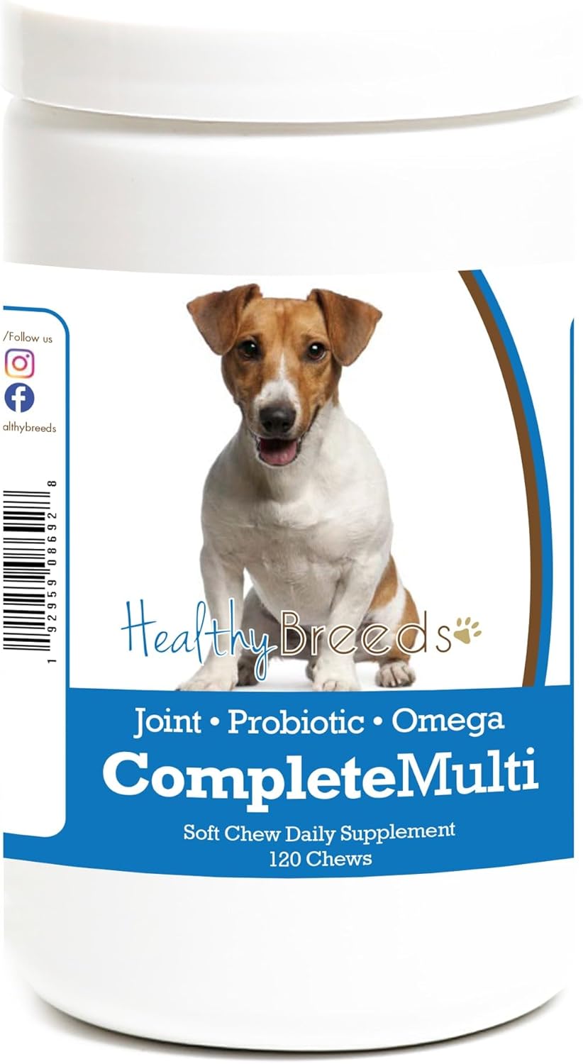 Healthy Breeds Jack Russell Terrier Multivitamínico Todo en Uno – 120 Comprimidos Masticables Suaves