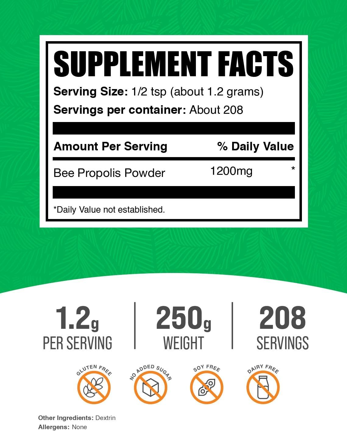 BulkSupplements Polvo de Extracto de Propóleo de Abeja (250 Gramos)