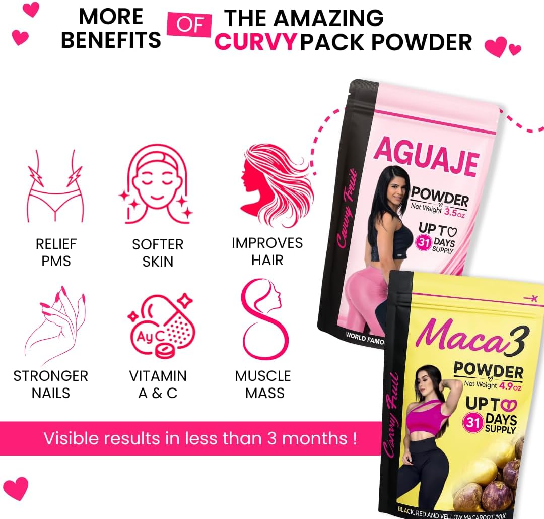 Aguaje CurvyFruit + Maca Root Powder (Roja, Negra y Amarilla) – Apoyo Natural para la Silueta Femenina – 31 Días