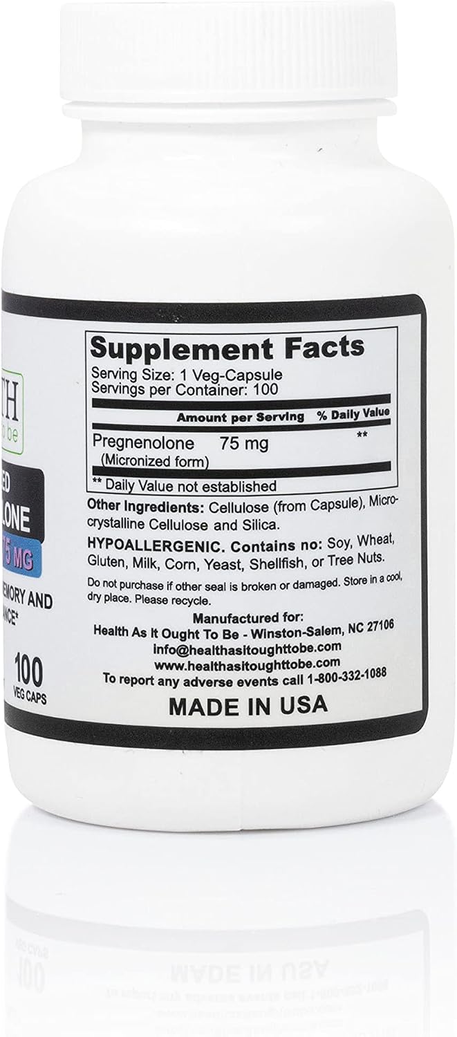 Salud como debe ser Pregnenolona 75 mg – 100 cápsulas – Forma micronizada