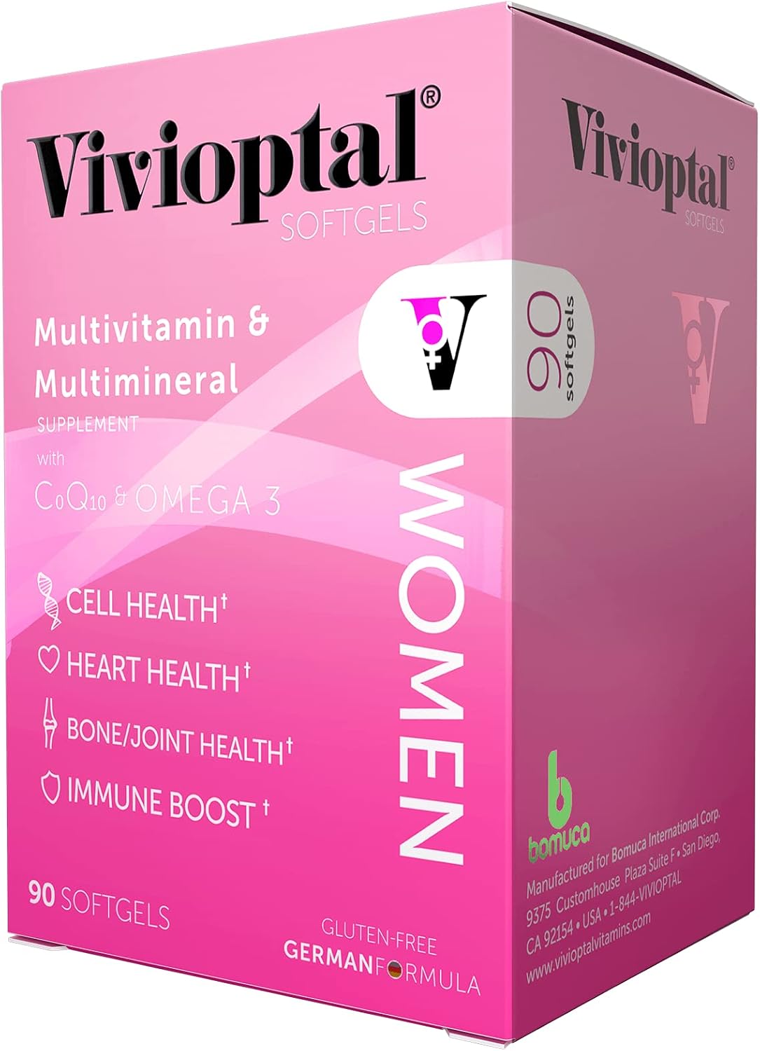 Vivioptal, Mujer, Suplemento Multivitamínico y Multimineral, 90 Cápsulas Blandas