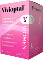 Vivioptal Women, 90 Cápsulas, CoQ10 y Omega-3, Multivitamínico y Multimineral, Sin Gluten, Fórmula Alemana