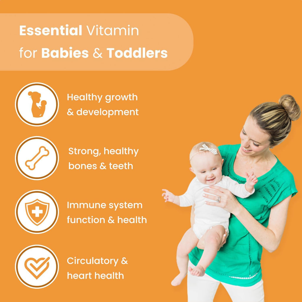 Mother's Promise Gotas Orgánicas de Vitamina D3 para Bebés - 100% Vegetal, 400 UI, 180 Dosis