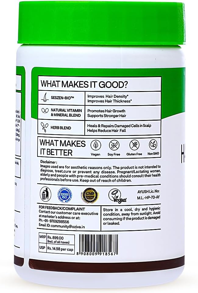 OZiva Vitamina E 100% Natural de Origen Vegetal con Aloe Vera y Aceite de Argán, 30 Cápsulas Veganas, no Transgénico