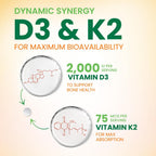 Vitamina D3 y K2 2000 UI MK-7, 180 comprimidos masticables sabor a bayas - Nature's Nutrition