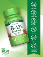 Nature's Truth Vitamina B12 2500 mcg con Ácido Fólico, Sabor Natural a Bayas, 180 Comprimidos (3 Envases de 60)