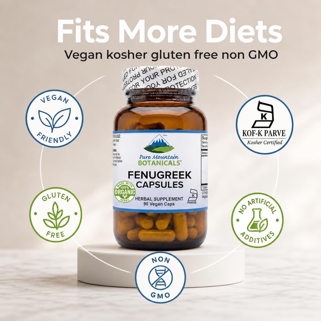Cápsulas de Fenogreco Orgánico 600mg - 90 Cápsulas Veganas Kosher