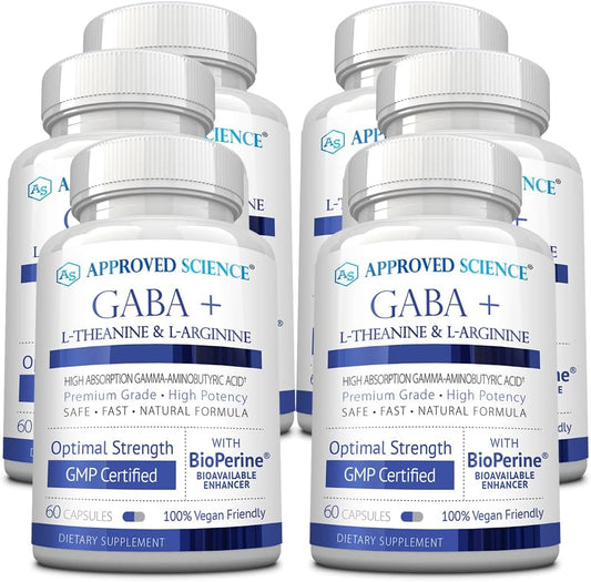 Approved Science GABA+ - Promueve la Calma, Mejora el Sueño, Equilibra el Estado de Ánimo - 360 Cápsulas Veganas