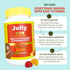 Jolly Kids Multivitamin Gummies - 60 Gominolas Multivitamínicas Sin Azúcar para Niños de 4-12 Años, con Alulosa y Prebióticos, Orgánicas, Sabor Fresa Limón