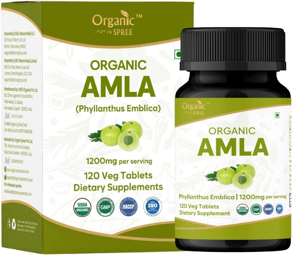 ORGANIC SPREE Amla Tablets - 1200 mg por ración - Grosella india ecológica - 2×120 comprimidos