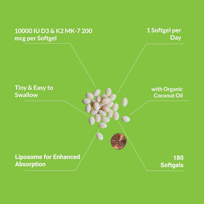 UpNourish Liposomal D3+K2 - 10000 UI D3 + – El mantenimiento de los huesos en condiciones normales. – Image 3