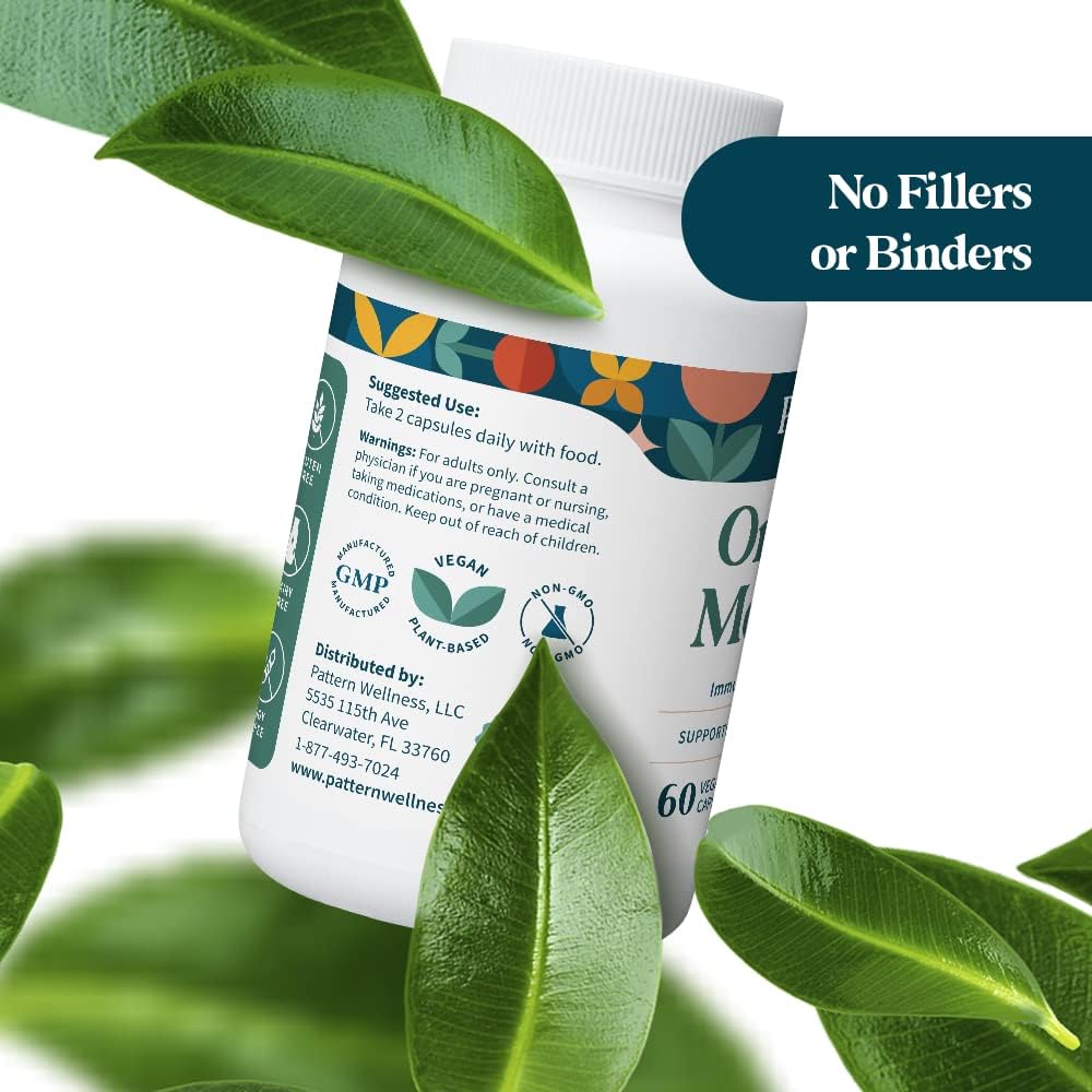 Pattern Wellness Moringa Oleifera Orgánica - 60 Cápsulas - Suplemento de Hoja Entera - Vegano, No OGM