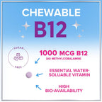 Vitamina B12 1000 mcg por Ración Comprimibles Masticables - Metilcobalamina - 60 Comprimidos