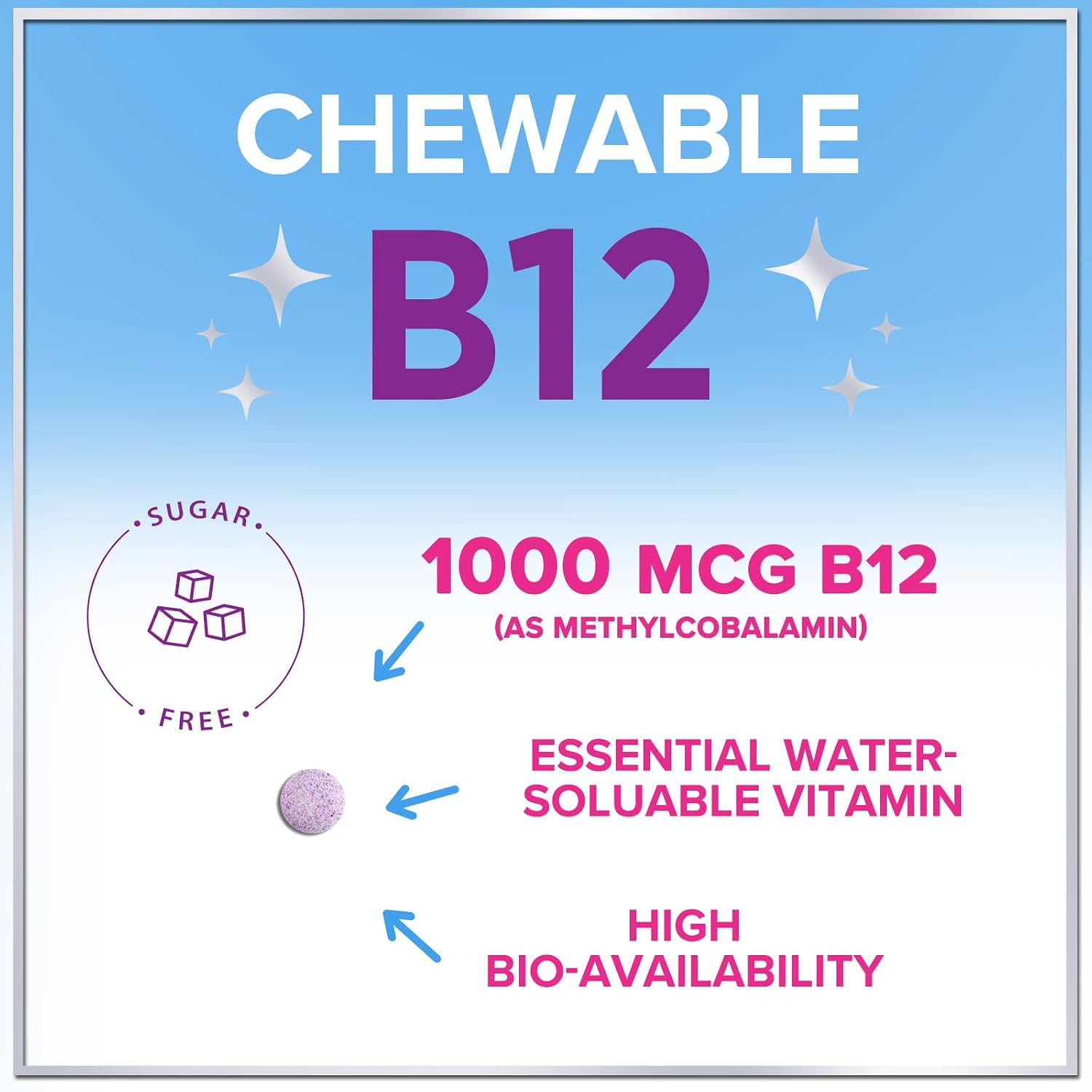 Hello Lovely! Vitamina B12 1000 mcg Masticable - Metilcobalamina, 120 Comprimidos