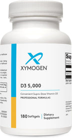 XYMOGEN D3 5000 - Vitamina D3 5000 UI (125 mcg) - Suplemento de alta potencia para el apoyo inmunitario, óseo y muscular - 60 Cápsulas Blandas