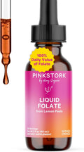 Pink Stork Gotas de Folato Líquido – Metilfolato 5-MTHF, Suplemento Prenatal Vegano (59 ml)