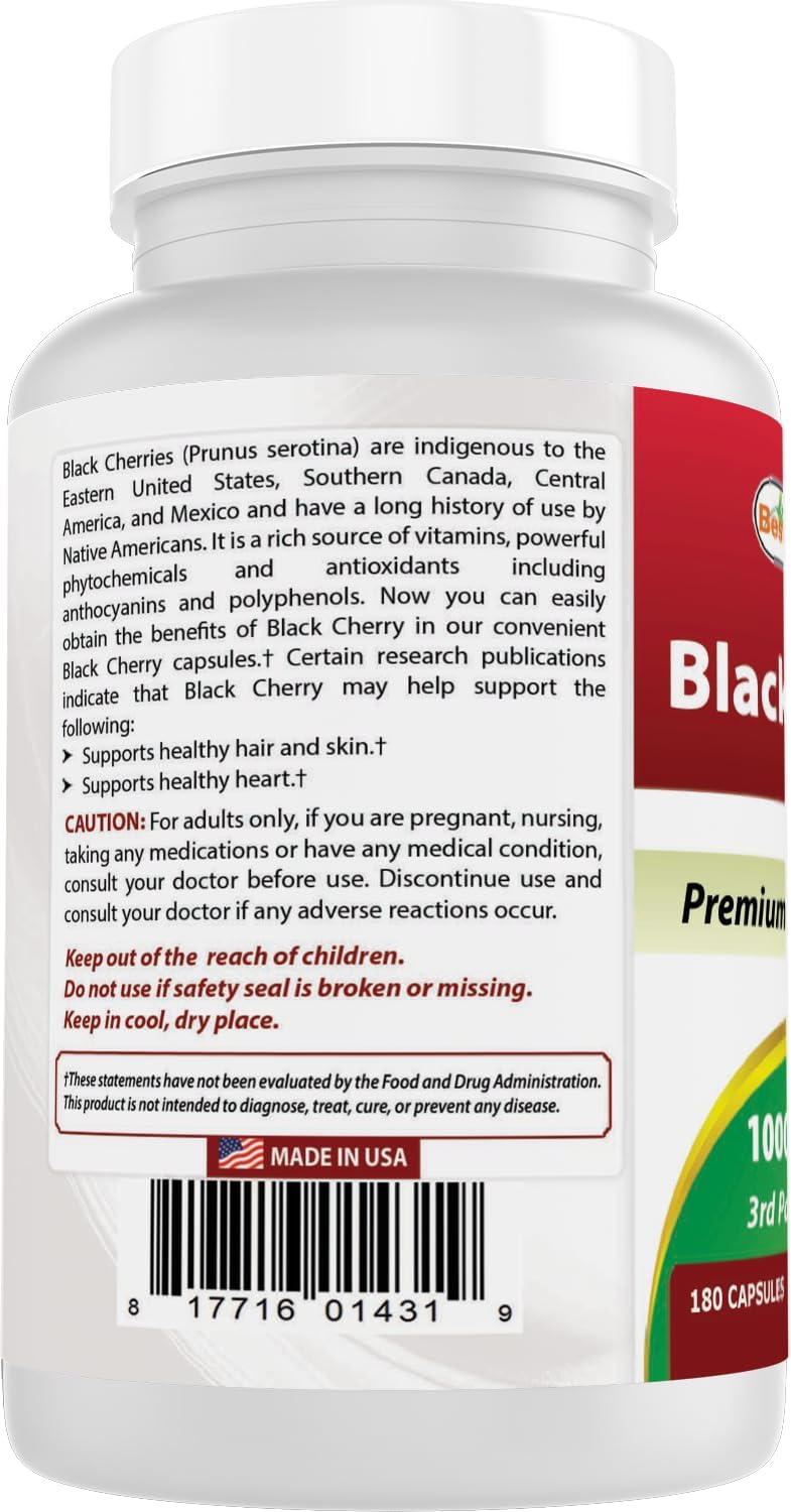 Best Naturals Black Cherry 1000 mg, 180 cápsulas