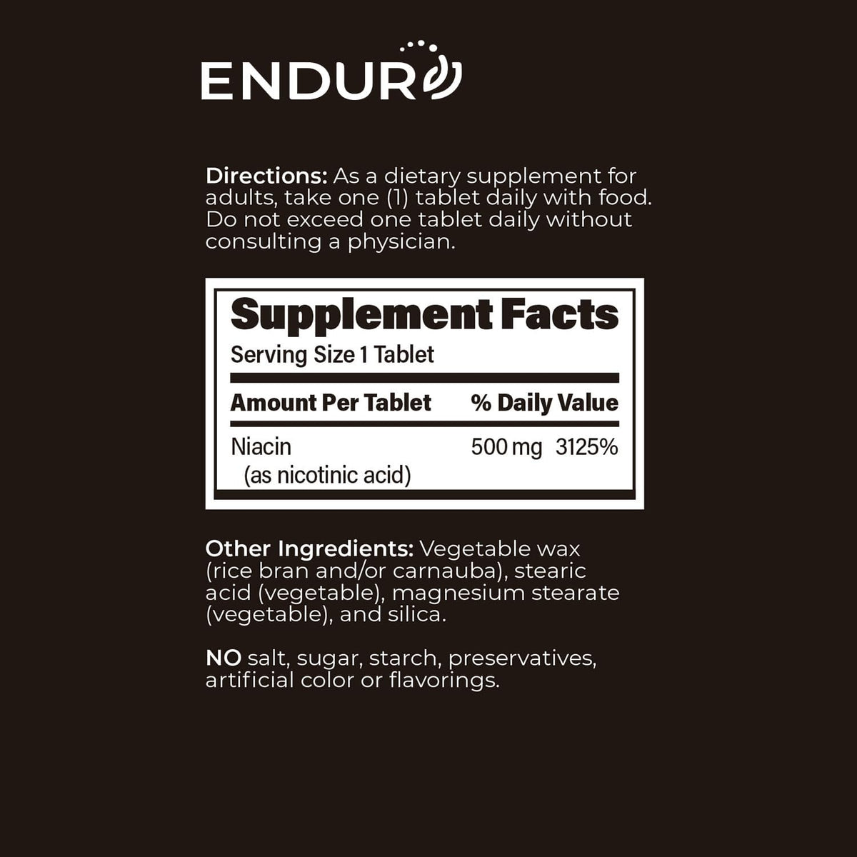 ENDUR-ACIN - Niacina B3 (Ácido Nicotínico) – La niacina contribuye al metabolismo energético normal. – Image 6