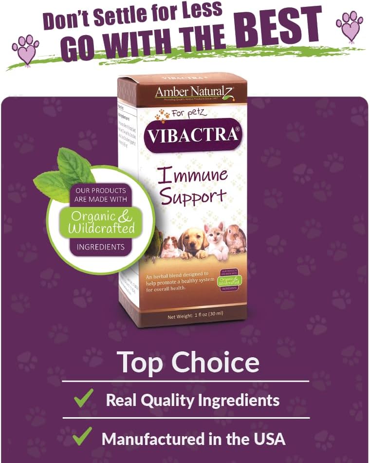 Amber NaturalZ Vibactra — Suplemento Herbal de Apoyo Inmunológico para Mascotas