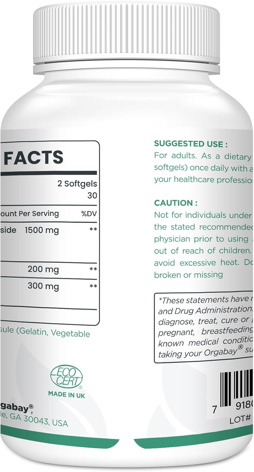 Orgabay Liposomal Nicotinamide Riboside 2000 mg con TMG y Pterostilbeno, 60 Cápsulas Blandas