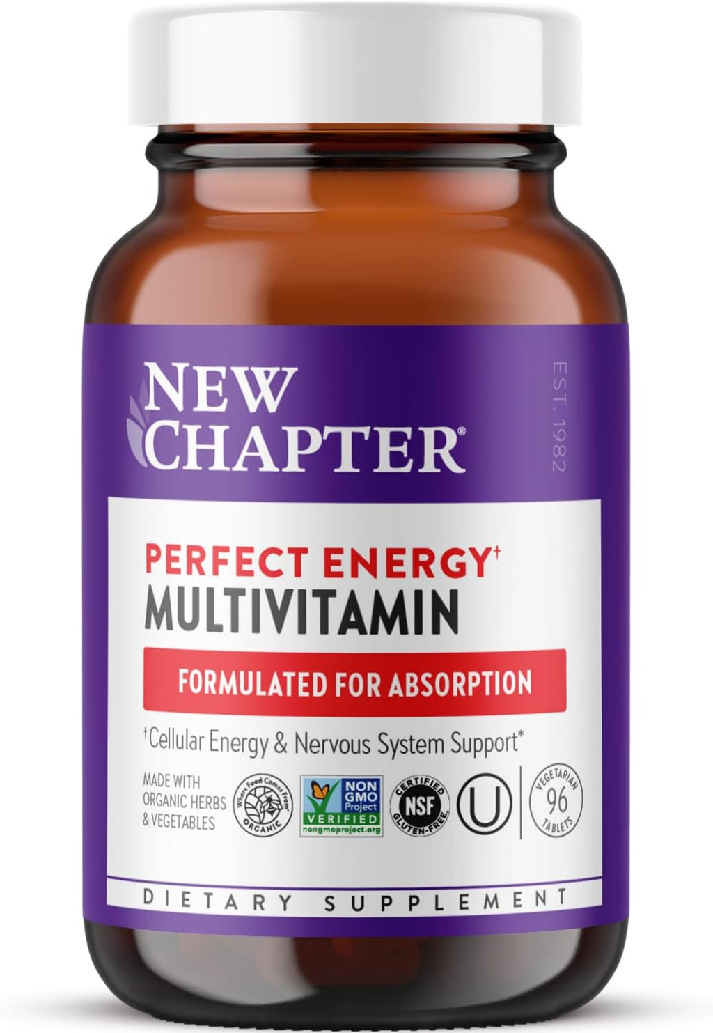 New Chapter Energy Multivitamin con Vitaminas B, D3 y Hierbas, 96 comprimidos