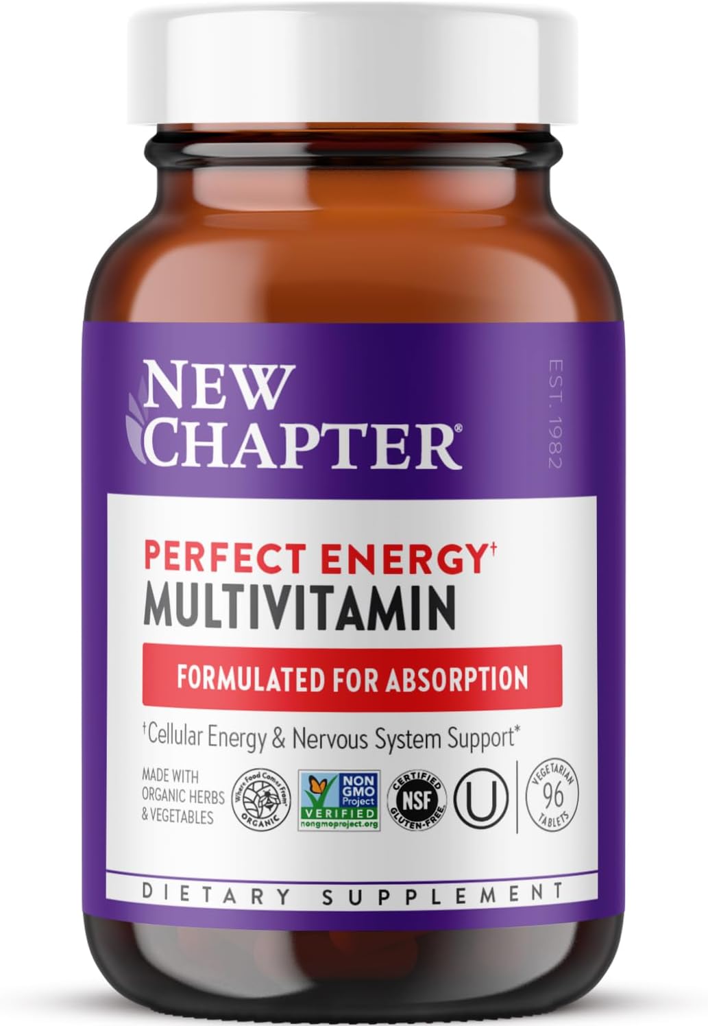 New Chapter Energy Multivitamin con Vitaminas B, D3 y Hierbas, 96 comprimidos