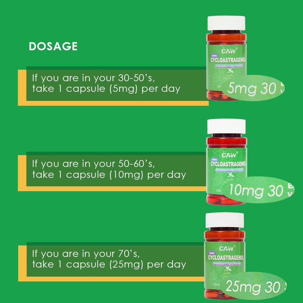 CAW Nano Cycloastragenol 5mg – 90 Cápsulas entéricas (3 Paquetes)