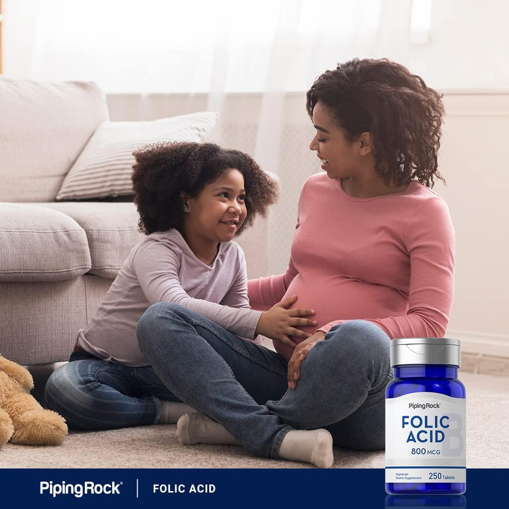 Piping Rock Ácido Fólico 800 mcg – 250 Comprimidos – Complemento Alimenticio para Mujeres y Hombres – Alta Potencia – Vegetariano, Sin Gluten