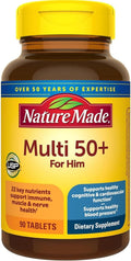 Nature Made Multi for Him 50+ - Multivitamínico para Hombres Mayores de 50 Años - 90 Comprimidos (Pack de 4)
