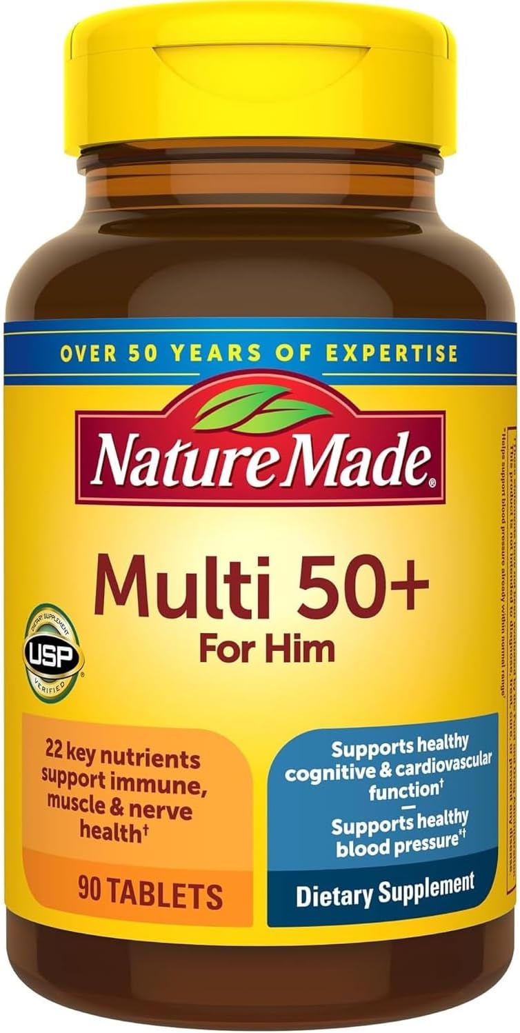 Nature Made Multi for Him 50+ - Multivitamínico para Hombres Mayores de 50 Años - 90 Comprimidos (Pack de 4)