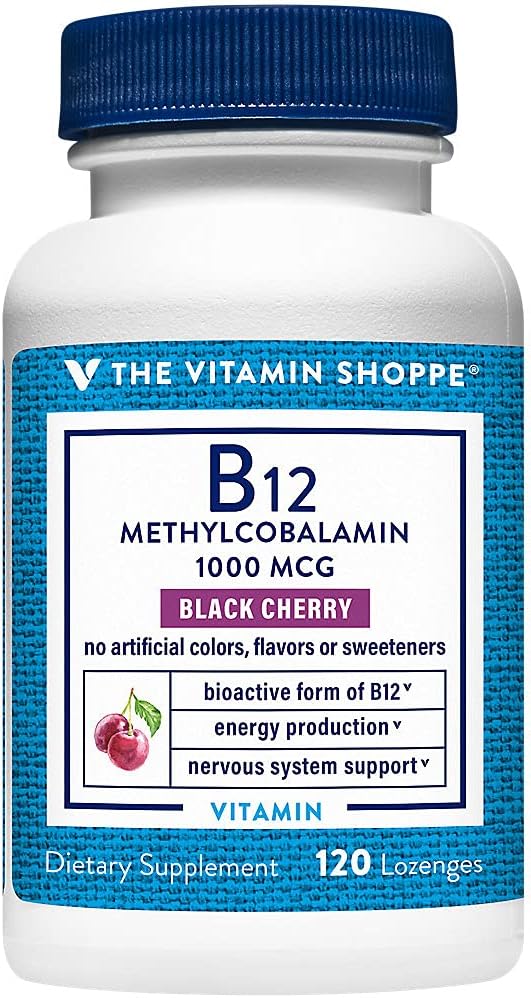 Vitamina B12 Metilcobalamina 1000mcg - 60 Comprimidos Sabor Cereza Negra - The Vitamin Shoppe