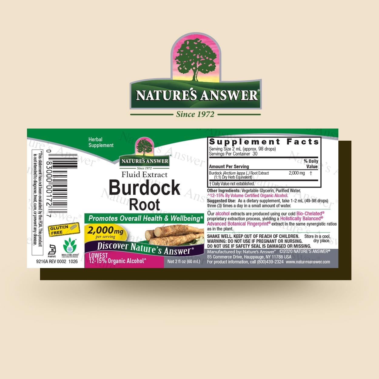 Nature's Answer Raíz de Bardana Extracto Superconcentrado - 2 oz (59 ml)