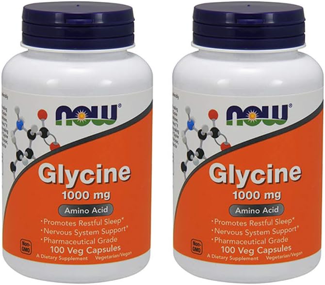 Now Foods Glicina 1000 mg - 100 Cápsulas Vegetales (Paquete de 2)