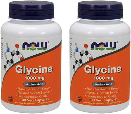 Now Foods Glicina 1000 mg - 100 Cápsulas Vegetales (Paquete de 2) – Image 1