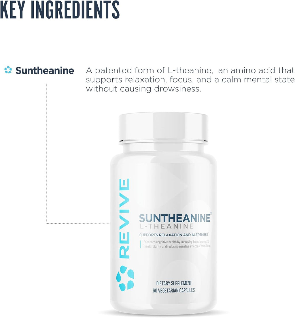 Revive MD Suntheanine L-Teanina - Suplemento para Hombres y Mujeres - 60 Cápsulas Veganas